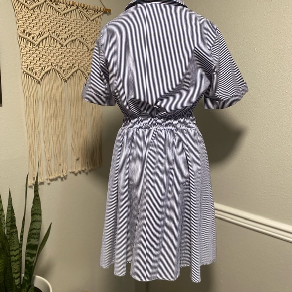 HP3/8 Striped Button Down Dress w/ Cutout at Waist - Picture 6 of 8